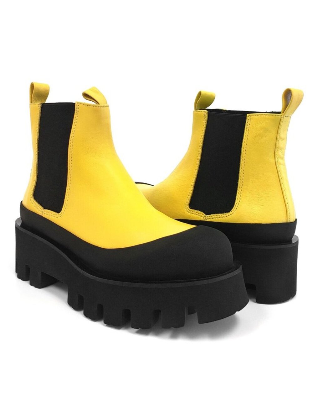 Paloma Barcelo Celine Womens Platform Chelsea Boot Yellow Leather Size 36 US 5.5